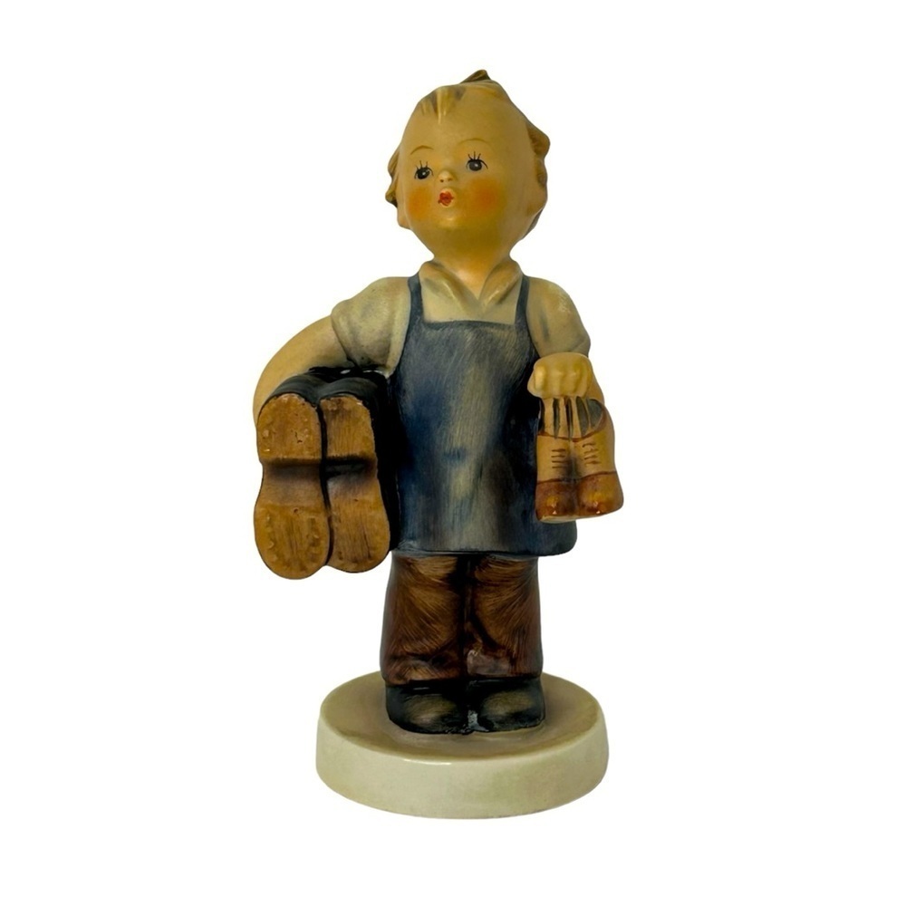 M.J.HUMMEL Boots Antique Collectible Little boy holding boots and heels Figurine
